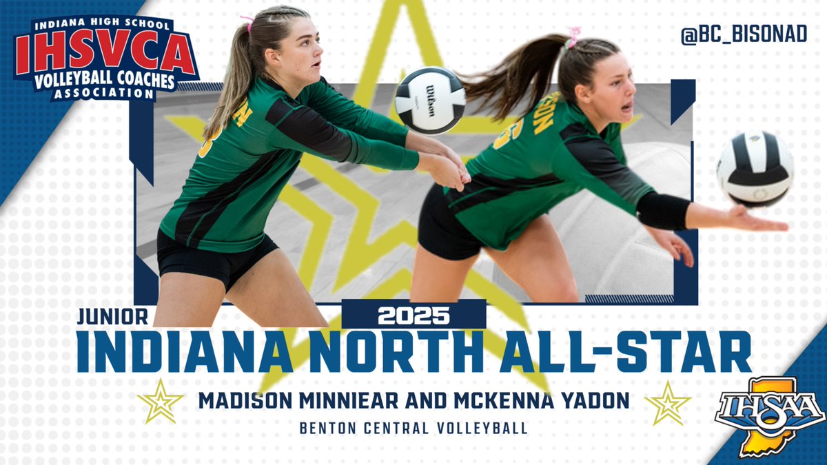 Bison Nation keeps winning! 

Huge shoutout to McKenna Yadon and Madison Minniear for being selected as 2025 IHSVCA Junior North All-Stars! 🏐

These two bring energy, talent, and toughness every time they step on the court.
Proud of you both — the future is bright!