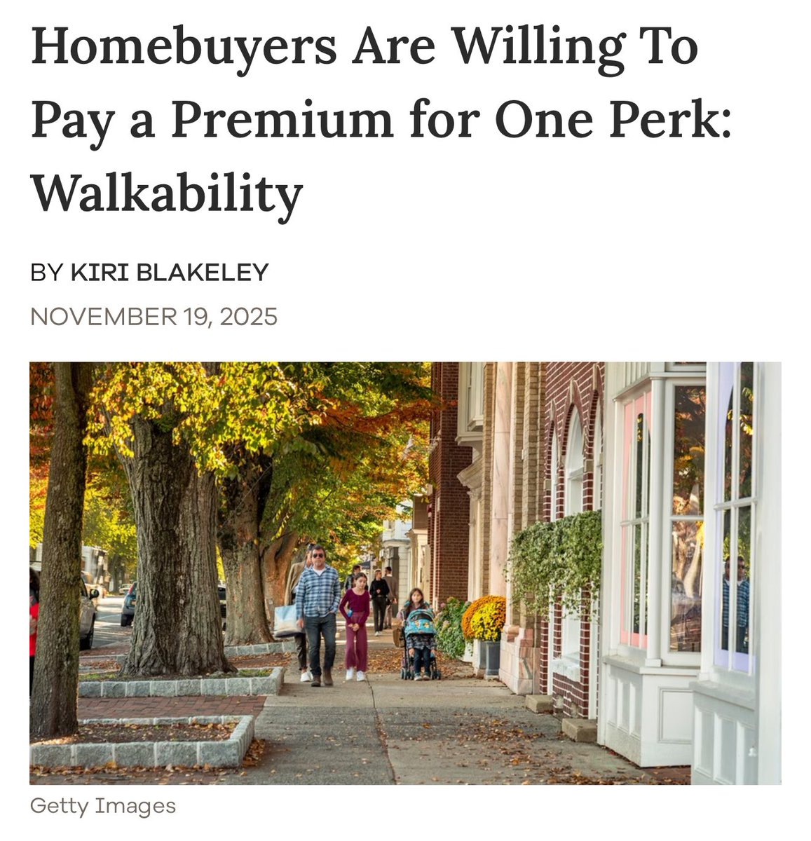 NAR: “Americans are prioritizing walkability in a way they haven't since the pre-Henry Ford era.  79% of respondents rated walkability as “very” or “somewhat” important, and 78% said they’d pay more for the privilege”

The Great American Reurbanization has begun!!! 🏗️🇺🇸