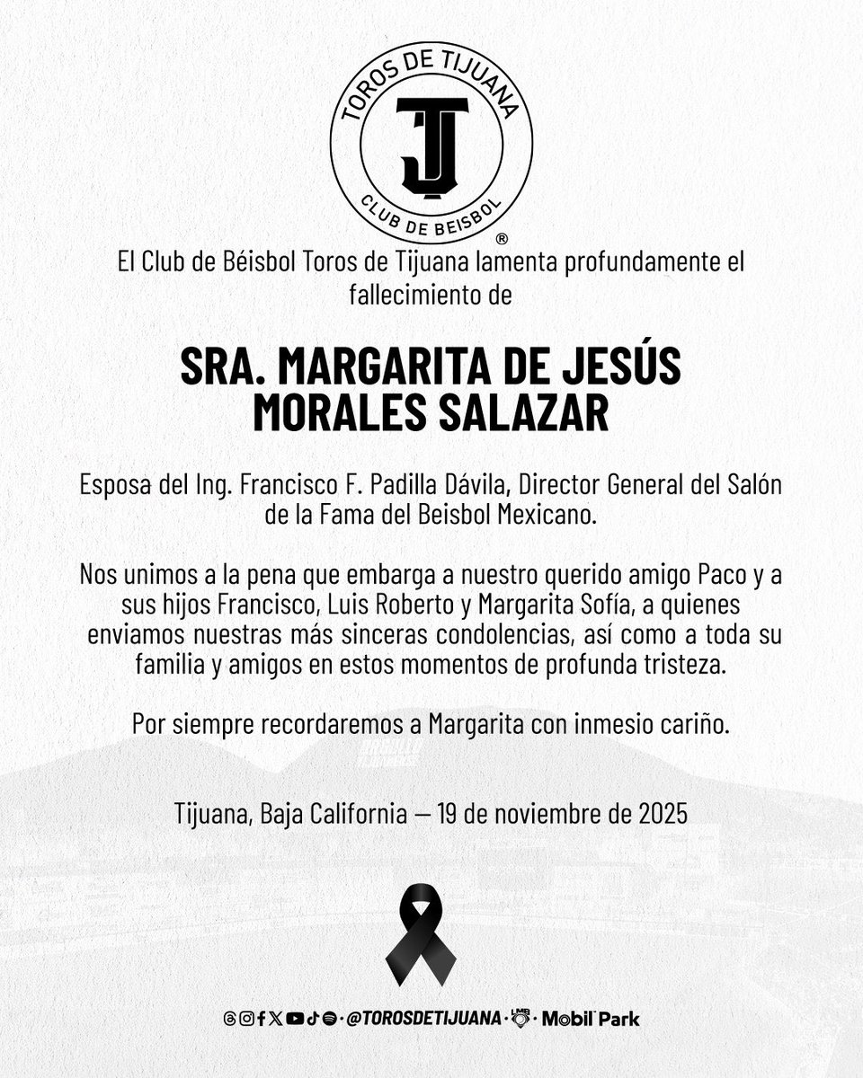 Lamento profundamente el fallecimiento de Margarita Morales esposa de mi querido amigo Paco Padilla. 
Fuerte abrazo a la familia Padilla Morales que va acompañado de mi sincero pésame.