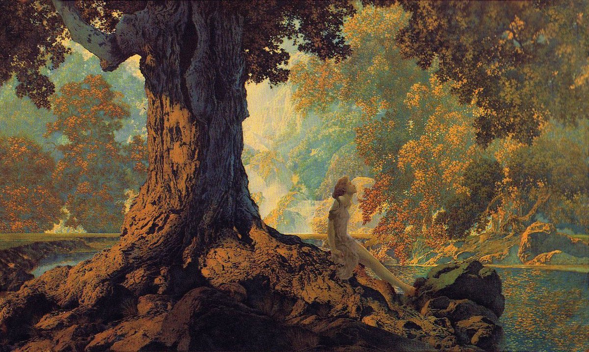 Pride &amp; Prejudice (2005), dir. Joe Wright 
Dreaming (1928), by Maxfield Parrish