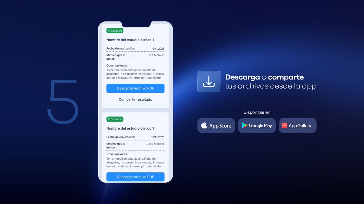Con DoctorSV puedes acceder, presentar y descargar tus estudios clínicos desde un solo lugar. 

Elige el tipo de estudio, selecciona el laboratorio más cercano y presenta tu código QR junto a tu DUI. Cuando tus resultados estén listos, descárgalos directamente desde la app.
