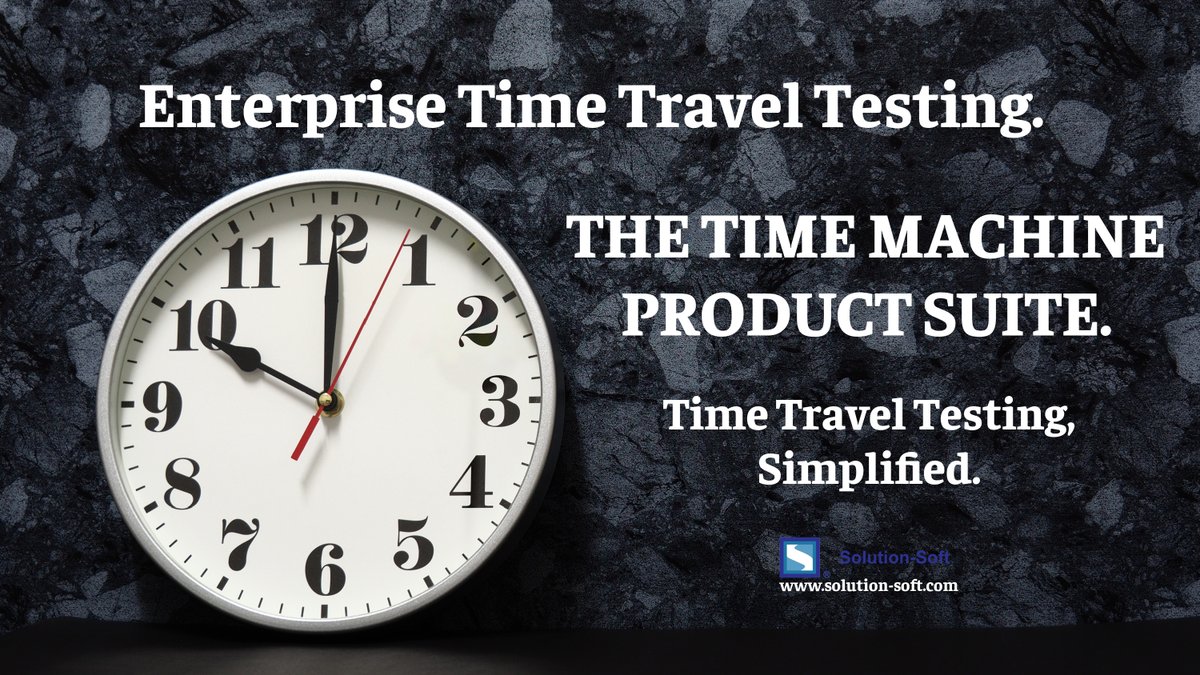 SolutionSoftTM's tweet image. Test tomorrow’s workflows today with the Time Machine® Product Suite 🕒 Shift time safely, validate date-driven logic, and accelerate QA &amp;amp; DevOps at scale—on-prem, cloud, and containers.
solution-soft.com/#TimeMachineTe… #SoftwareTesting