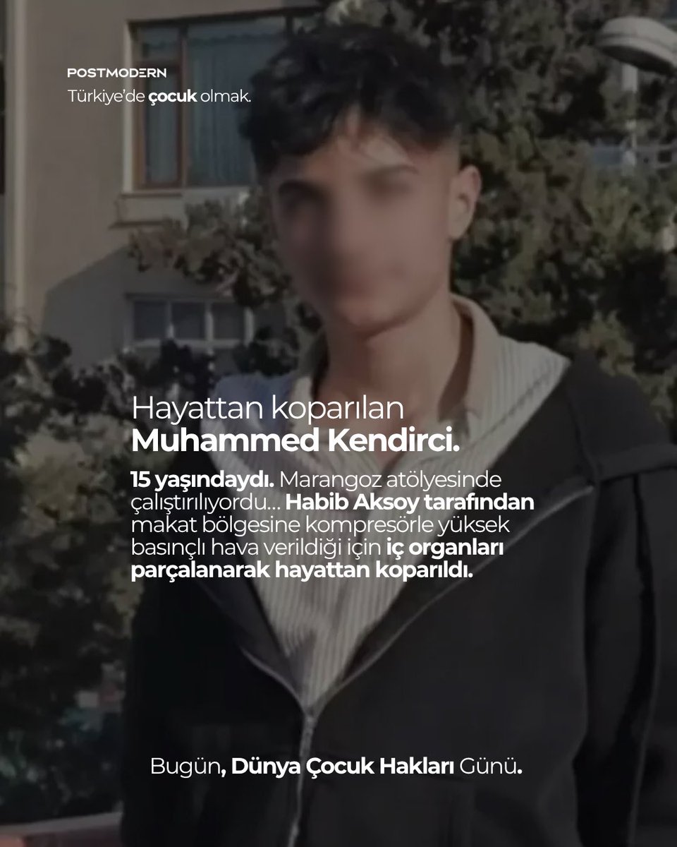 Bugün, Dünya Çocuk Hakları Günü • Muhammed’i unutmayacağız.