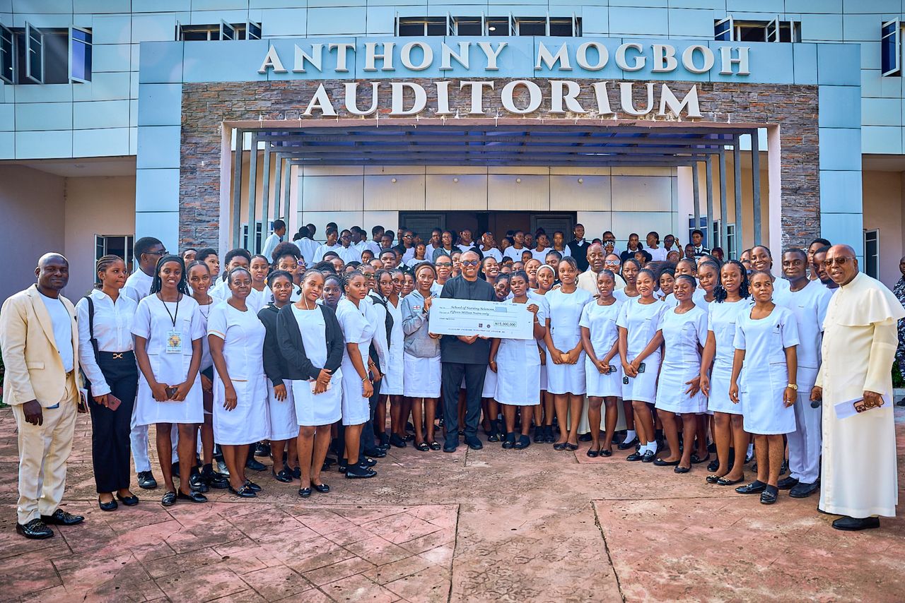 Peter Obi donated ₦15 million to College of Medical and Nursing Sciences at Godfrey Okoye University, Enugu