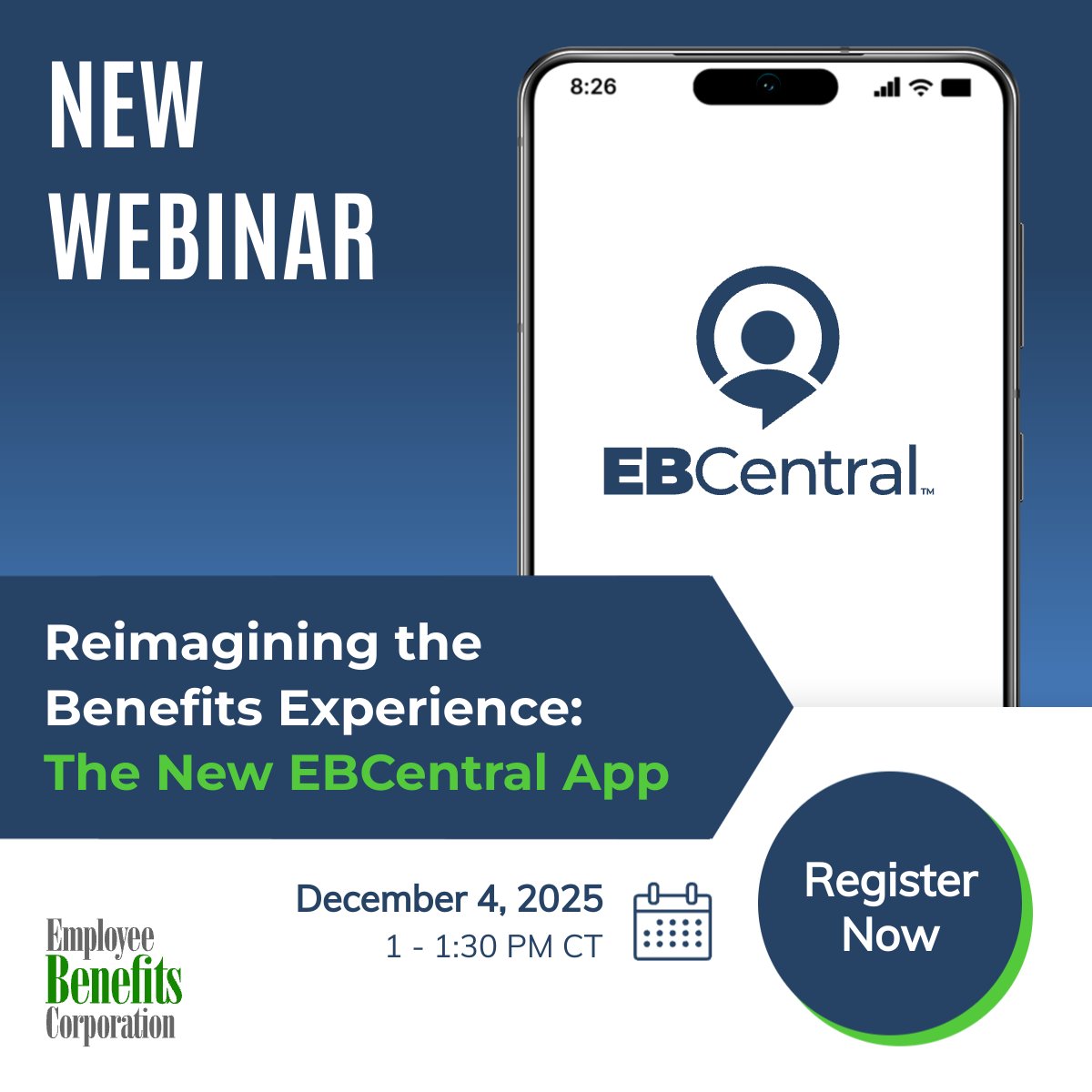 EBCflex's tweet image. Join us Dec 4 at 1 PM CT for a 30-min webinar: Reimagining the Benefits Experience: The New EBCentral App. Learn how we’re transforming the mobile experience with real-time support and smarter tools. Q&amp;amp;A to follow. Register here: hubs.la/Q03T6z_S0