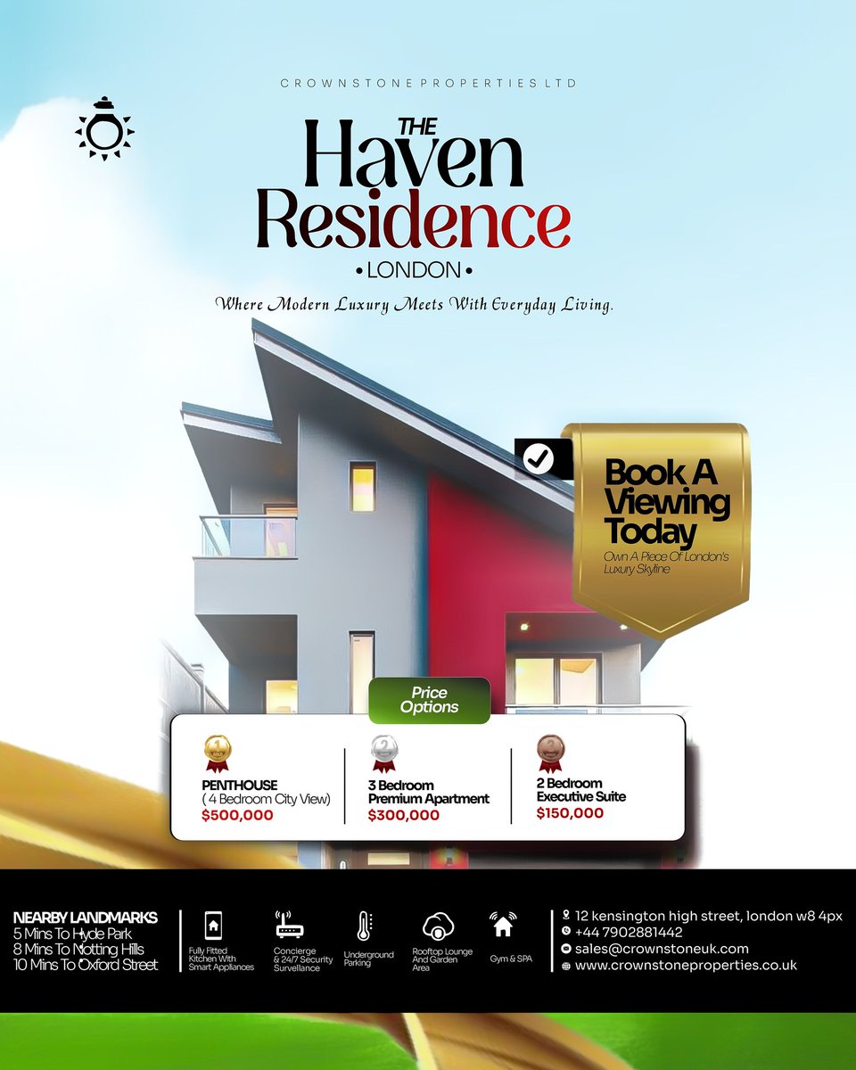 Ola_De_Designer's tweet image. Day 7 is ready!
Designed a clean, modern flyer for a real estate brand selling homes + new builds in London.
Aiming for luxury, clarity, and trust.
Thoughts? 
#DesignChallenge #RealEstate #LondonProperty #GraphicDesign