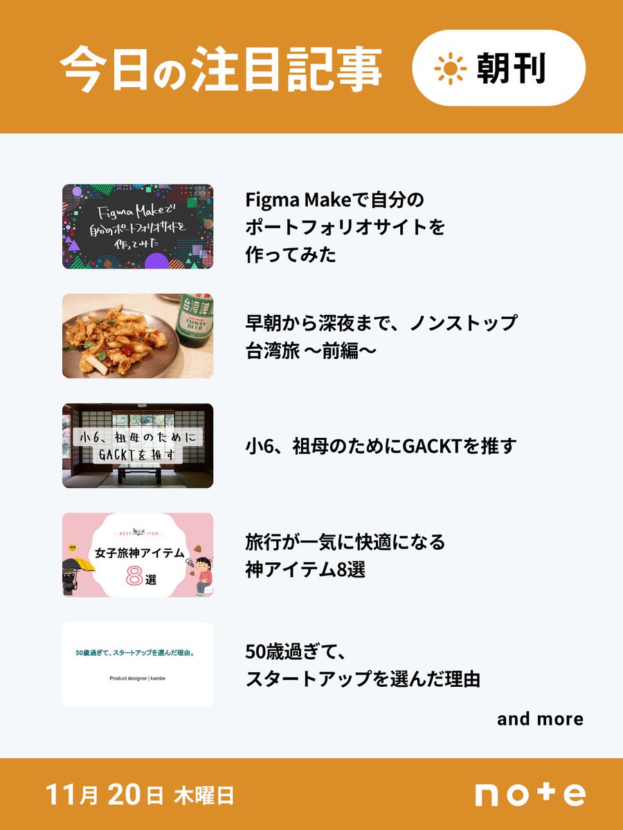 今日の注目記事をご紹介！

👇ツリーからお読みいただけます。

<a href="/hhhhhhiroko_/">はらだひろこ</a> <a href="/sakenomi_sakuma/">佐久間ゆい</a> <a href="/nyakotsuko/">にゃこつ湖</a> <a href="/ppy9s/">うわさのぴーちゃん</a> <a href="/kambielden/">Shinichi Kambe / YOUTRUST</a>