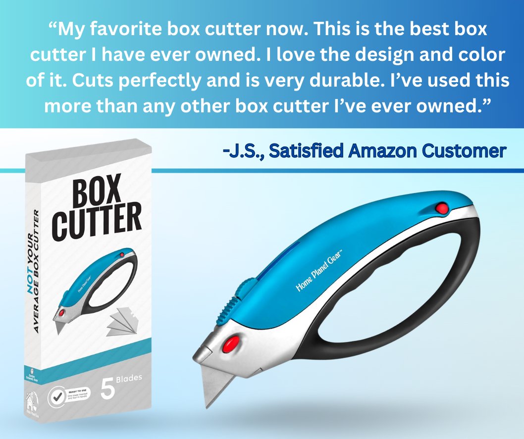 homeplanetgear's tweet image. Box Cutter Utility Knife 

loom.ly/AKHQgys

&quot;Perfect. Love the handle. So easy to use, and the razor is wonderfully sharp.&quot;

#cutter #boxcutter #recycle #recycling #sharp #amazon #amazondeals #officetools #cuttingtools #discount #ergonomic #durable  #blue