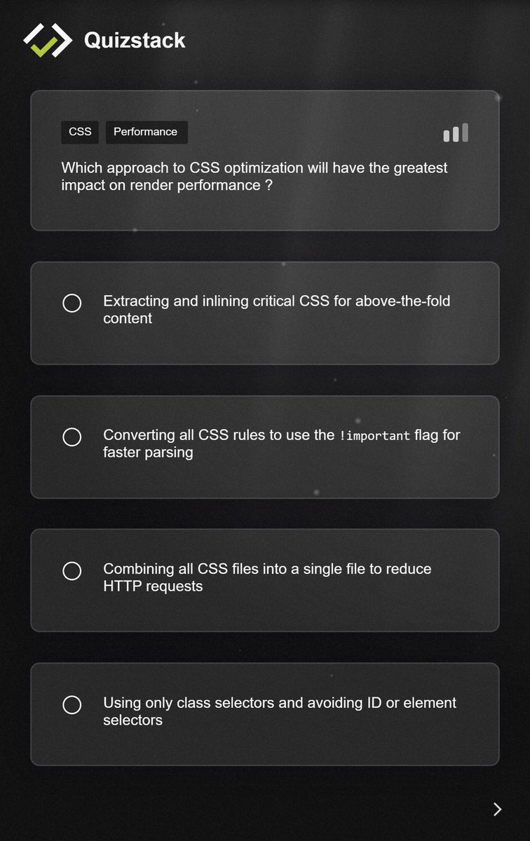 quizstackapp's tweet image. Do you think of performances while coding ?

Find out more performance tips on quizstack.io 🚀
