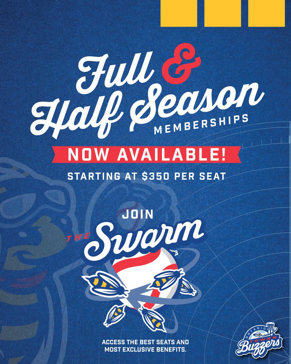 Inaugural Ontario Tower Buzzers Season Memberships Now Available 🐝⚾️

Join the Swarm for our  2026 campaign.

Half SZN: milb.com/.../tickets/ha…
Full SZN : milb.com/.../tickets/fu…