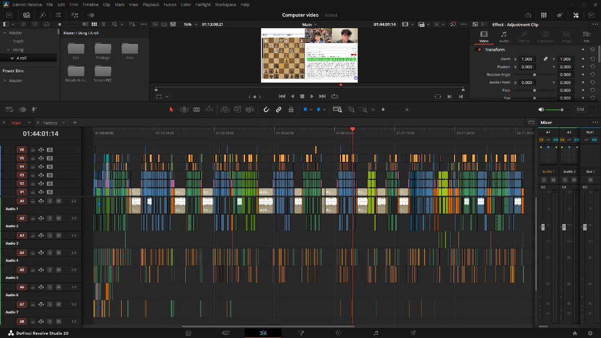 thechessnerd's tweet image. My Next Video is the most ambitious video of my life 

2+ WEEKS of Filming
2 MONTHS of EDITING
1000+ CUTS
20+ HOURS of Footage

Drops Saturday

This is the editing timeline of the video: