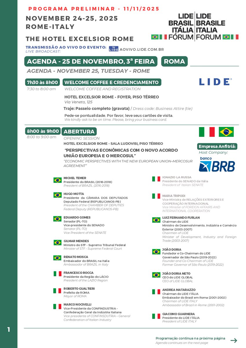AngeloDeianaTW's tweet photo. Eccoci alla quarta #tappa del #grandtour: il #25novembre saremo al Forum LIDE Brasile Italia con un #parterre #straordinario. Che dire? Una cosa sola: siamo in #rampa di #lancio per la #nascita di @ConfAssTW Brasile...
#Confassociazioni #laretedellereti #azionistidelmondo https://t.co/ex78pTbd1o