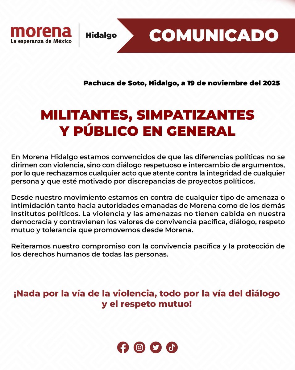 🔴 A militantes, simpatizantes y público en general.