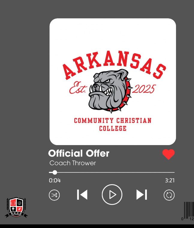 After a great conversation with <a href="/CoachThrower55/">Coach Thrower</a> I Am truly blessed to say i’ve received my first official offer from Arkansas community college ❗️