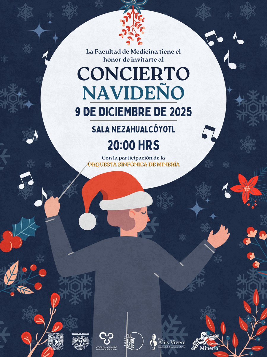 FacMedicinaUNAM's tweet image. ✨ Celebremos la temporada con música: acompáñanos al Concierto Navideño en la Sala Nezahualcóyotl con la Orquesta Sinfónica de Minería. 🎻

🗓️ 9 de diciembre | 🕔 20:00 h

#SomosFacMed