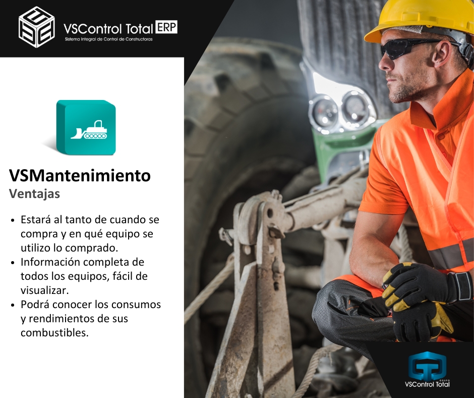 VSControlTotal's tweet image. Conozca algunas de las ventajas que VSMantenimiento tiene para usted. Y logre integrar las áreas operativas de su empresa en un mismo lugar.

#VSControltotal #construccion #sistemaerp #optimizacion #administracion #maquinaria #equiposdetrabajo #llantas #acarreos #mantenimiento