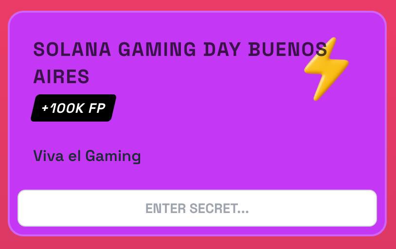 the <a href="/racer_dot_fun/">Racer 🏁</a> team is at Solana Gaming Supercycle Day at <a href="/KRUesports/">KRÜ</a> in Buenos Aires

shoutout to <a href="/solx_ar/">SOLxAR</a> &amp; <a href="/fitchinGG/">FITCHIN</a> for hosting 

use the code given during the talk on the Solana Gaming Day Buenos Aires mission to claim 100K Fuel Points!