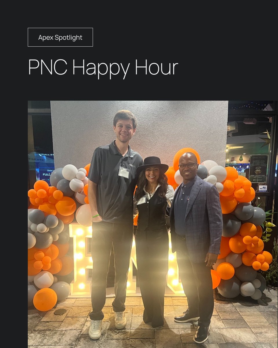 APEXDB's tweet image. Our Business Development Manager, Joe Borcia, had a fantastic time at the PNC  Happy Hour in Jacksonville, connecting with industry partners and strengthening relationships.

Pictured with Joe are Coy Malone of PNC and Dez Morrow of CARR — great company and great conversations!