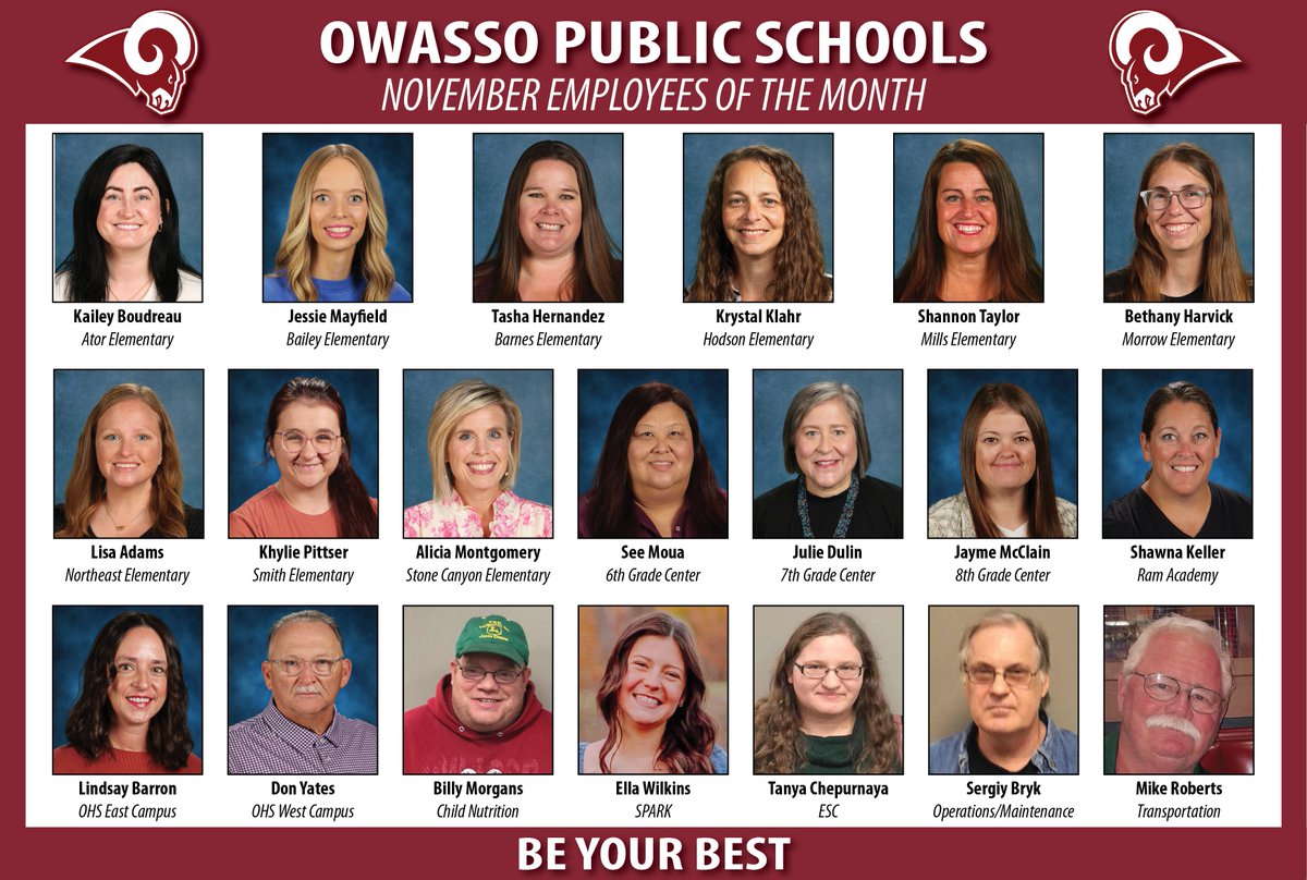 OwassoSchools's tweet image. This month, we’re counting our blessings — and our incredible Employees of the Month are right at the top of the list! 🍂👏

Thank you for the passion and heart you bring to Owasso Public Schools. We are so grateful for everything you do!

#RamPride #RamFam