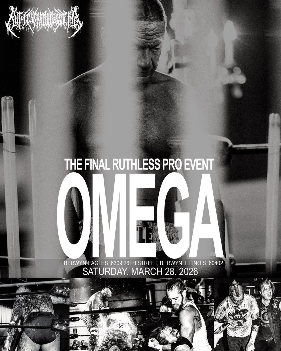 RuthlessPro419's tweet image. FINIS AD OMEGA

THE FINAL RUTHLESS PRO EVENT

OMEGA

SATURDAY MARCH 28TH
BERWYN EAGLES
CHICAGO

JOIN US FOR ONE LAST THROWDOWN 

TICKETS AVAILABLE NOW

TICKETS FOR SLIME WAVE WILL BE HONORED

ticketleap.events/tickets/ruthle…

@HyperionBelts 
@hpgd666