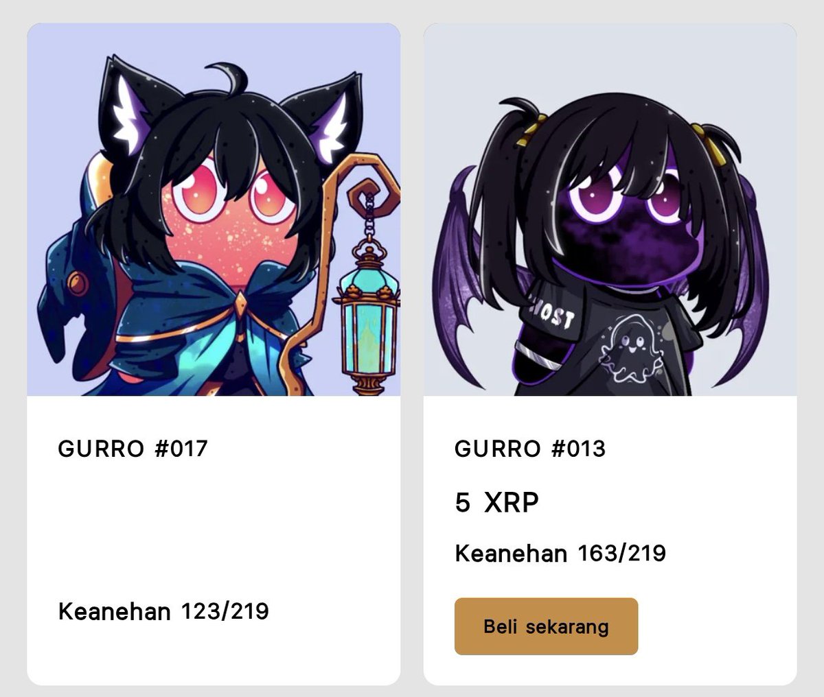 GM fam!
2 GURRO NFTs has been minted by :
🔺<a href="/leahmaevasquez1/">BATONZZZZ</a> 
🔺 rnyc...8PYk

Thank you so much!

📒 Current Gurro Minted :
219/369 items
3 XRP/Mint

Link :
Xrp.cafe/collection/gur…

#XRP #NFT #Gurro #Purro