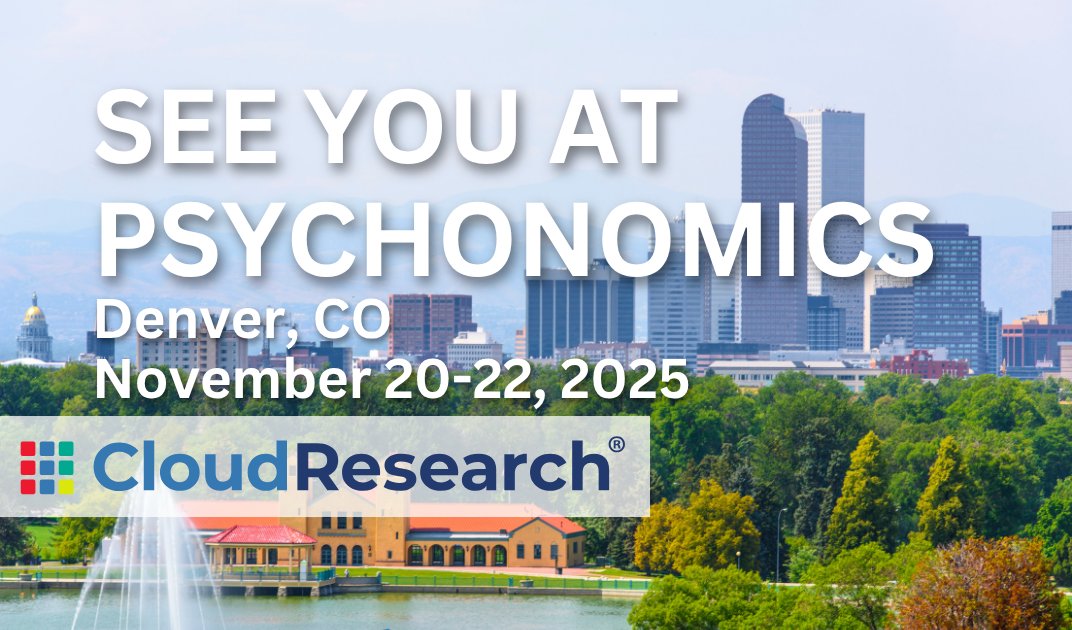 CloudResearch's tweet image. Tomorrow is the day! Visit booth 118 at #Psychonomics2025 in Denver! There’ll be🍩 donuts, 🤖 Engage demos, and info on how AI can revolutionize your research. 

Looking for #datacollection too? Learn how Connect makes recruitment simple and fast! 

#Psychonomics…
