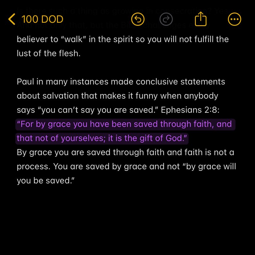 Modupeoluwa_D's tweet photo. #100DOD day 98… 
When you believe the gospel and receive the Holy Spirit, you are saved and the evidence of that salvation is that by the word and spirit of God, you begin to grow in consecration📌
.
.
.
#100DODNOTES 
#streaking https://t.co/Fh5uJxXtaM