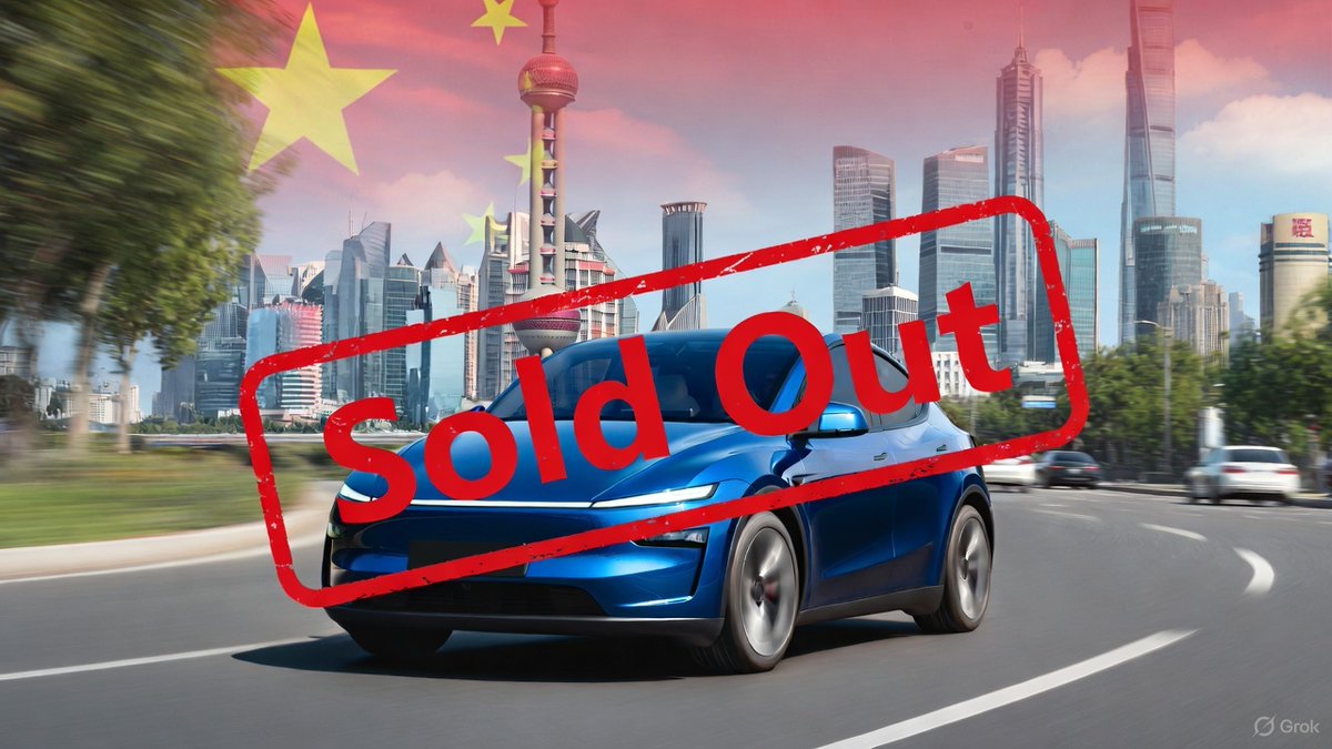 joehansen's tweet image. Tesla Model Y sold out in China for 2025

Customers who wish to get their cars by the end of the year would likely need to get an inventory unit.

It appears that the Model Y has been sold out for 2025 in China. This seems to be true for the four variants of the vehicle that are…