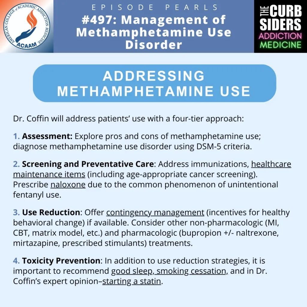 ACAAMorg's tweet image. Check out this episode from @thecurbsiders! Dive into practical tips for caring for patients with #Methamphetamine use disorder. Expert insights from Dr. Phillip Coffin on #HarmReduction &amp;amp; treatment strategies you can use today! 

🎧 Listen today: buff.ly/SpJfHZD

#SUD