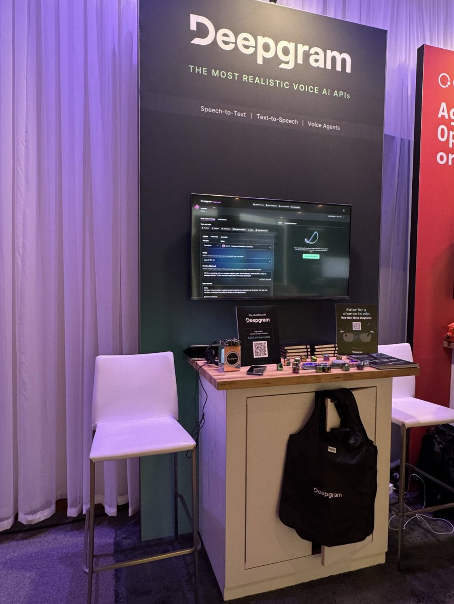 DeepgramAI's tweet image. 🔥 Our booth at AI Engineer Summit just opened! Come say hello and learn about the latest, most realistic Voice AI models in the world. Meet some incredible people, including:

🧠 Jake Lasky - Senior Applied Engineer
🔊  Jefferson Liu - Staff Technical Product Manager…