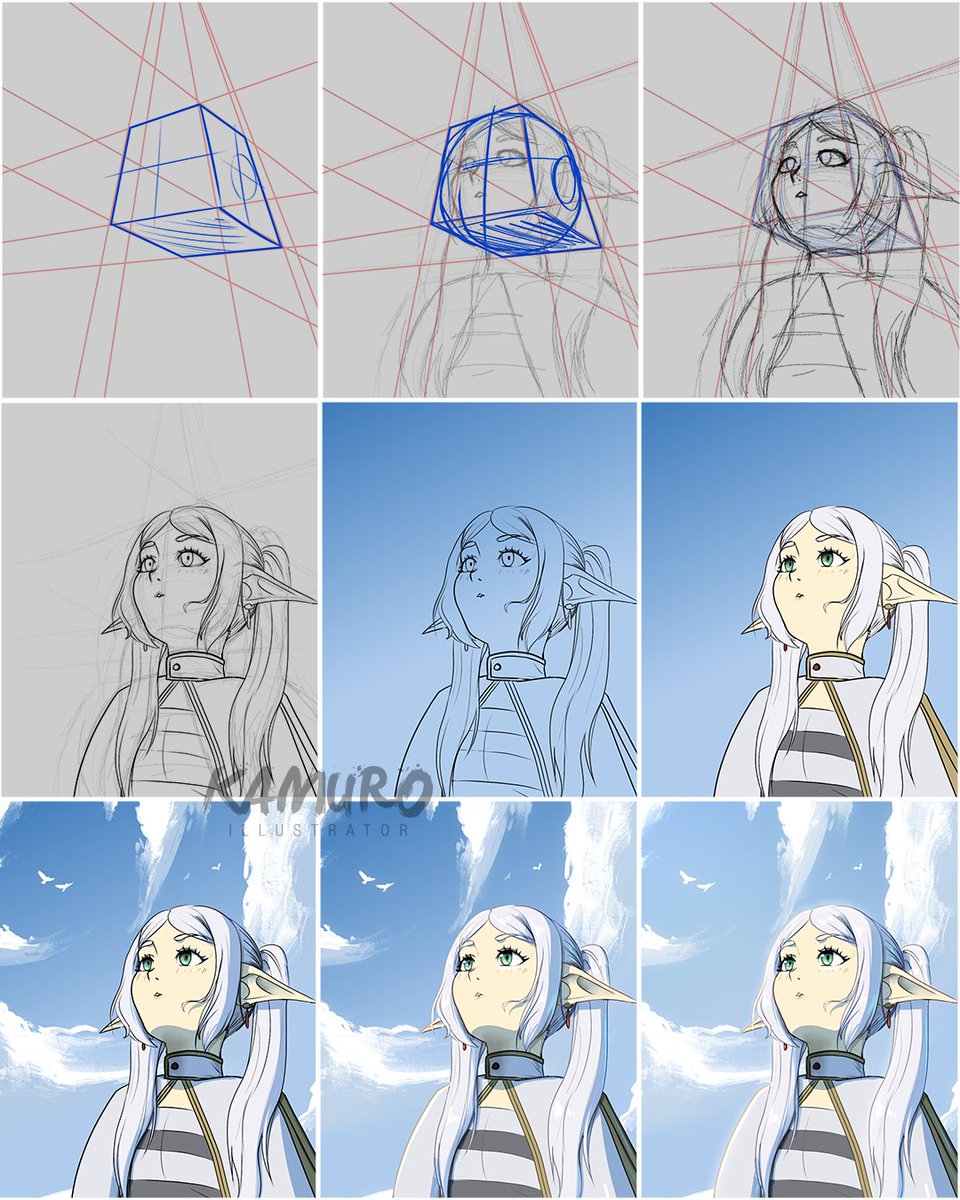 KamuroDraws's tweet photo. ✨ Frieren fanart ✨
This angle went viral for being “impossible”… so of course I had to try it 😎🖌️
Here’s my redraw + mini process.
#kamuroillustrator #frieren #frierenfanart #sousounofrieren #animeart #mangaart #redrawchallenge https://t.co/ezpAzLB1SK