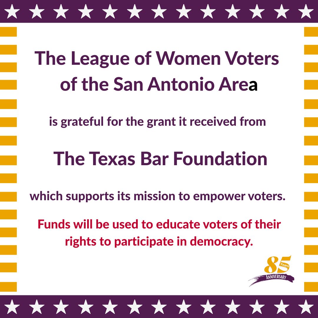 The League of Women Voters of the San Antonio Area tweet media