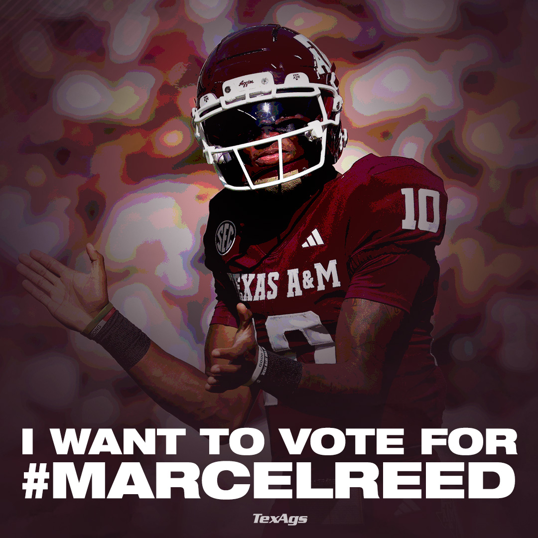 TexAgs's tweet photo. Hello, @HeismanTrophy 📲

We would like to vote for #MarcelReed ‼️

Thanks and #GigEm 👍 https://t.co/hce6fEeRw5