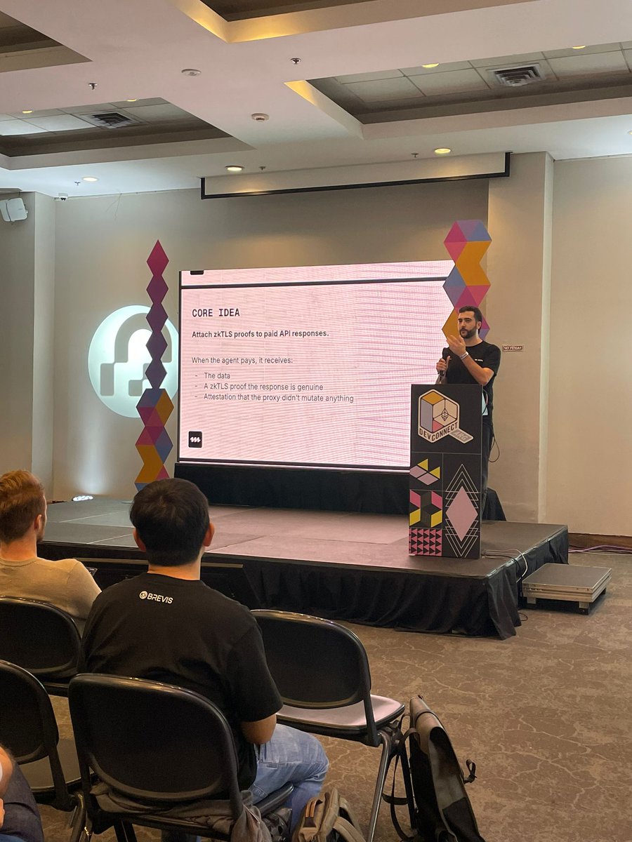 vlayer_xyz's tweet image. Towards the end of zkTLS Day, @mcpaytech, our grant recipient, showed how vlayer Web Proofs verify that post-payment API responses are authentic, unlocking trusted data for agents and AI 🤖✨

We wrapped up with a great panel on the future of zkTLS with @primus_labs and @zkp2p🤝