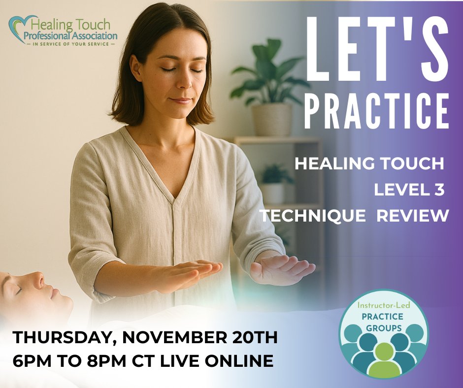 HTProgram's tweet image. ✨ HT Level 3 Practice Group – Nov 20 at 6pm CT
🌿 4th Level Interventions
🌀 Spinal Cleansing
🤝 Practice Exchanges w/ Betty Minifie, HTCP/I
🎓 CE: 1hr HTC credit
🎟️ Free for HTPA Members | $40 Public
#HTPAEvents #HealingTouch #PracticeGroup #Level3 #EnergyHealing