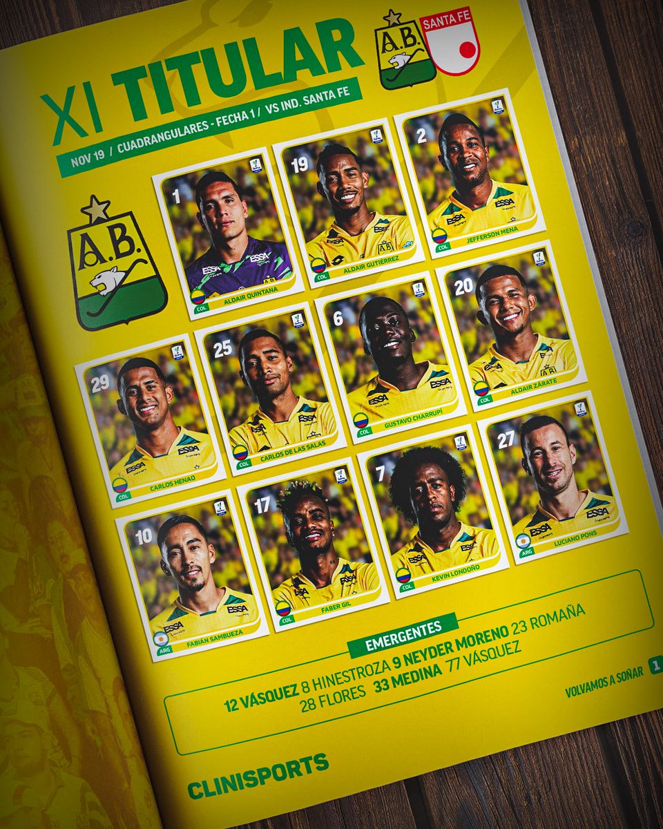 ✍🏻Conoce nuestro 11 inicial para enfrentar a Independiente Santa Fe por la fecha 1️⃣ de los cuadrangulares semifinales. ¡¡𝐕𝐚𝐦𝐨𝐬, 𝐋𝐞𝐨𝐩𝐚𝐫𝐝𝐨!!🔥