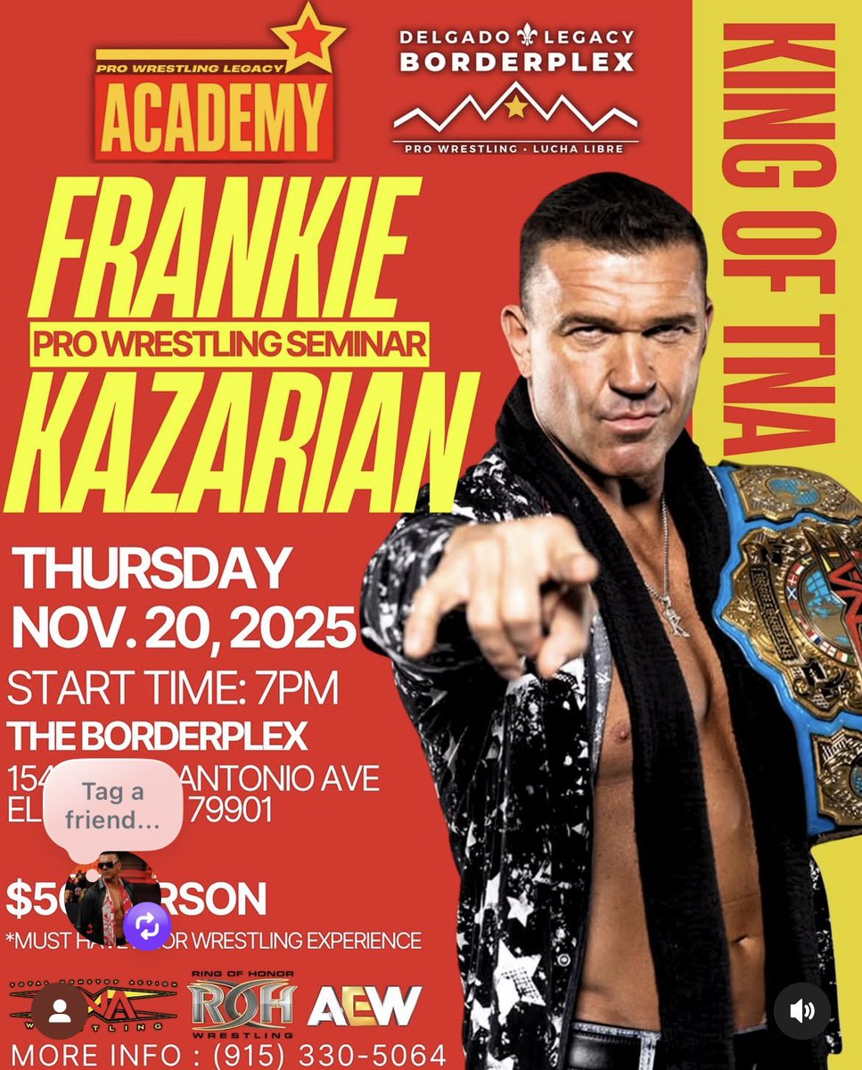 Tomorrow night. 11/20, El Paso, TX I’m hosting a seminar for  <a href="/PWLegacyTX/">ProWrestlingLegacy</a> Don’t miss the chance to learn what it takes to become a champion.