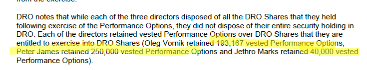 ASX sniffing around now, US CEO quits, all a bit stinky $DRO. This is a piss take re commentary they kept vest performance options for peanuts (Jethro Marks a whopping 80k notional at today's prices 😅, Oleg dumps 50m and holds 400k).

AFR also bringing into question the