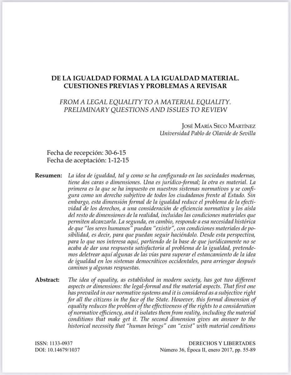 DeryLib's tweet image. 📘 #RevistaDerechosyLibertades Nº 36 (2017) @idhbc_uc3m @uc3m @dykinsonlibros

📣 Hoy en la sección #Artículos ✍🏼 “De la igualdad formal a la igualdad material. Cuestiones previas y problemas a revisar” de #JoséMaríaSecoMartínez

⬇️ ¡Léelo aquí! ⬇️
🔗 hdl.handle.net/10016/26203