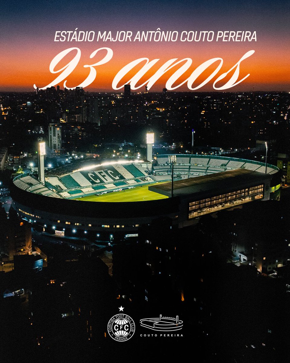 Há 93 anos, o Couto Pereira pulsa com a força da nossa história. Parabéns ao nosso eterno palco de alegrias, lutas e paixão alviverde! 🇳🇬

#Couto93anos 🏟️