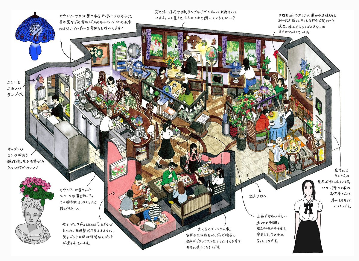 阿佐ヶ谷にある、メルヘンでファンシーな気分に浸れる純喫茶、gion。
ピンク壁のブランコ席がおすすめ！