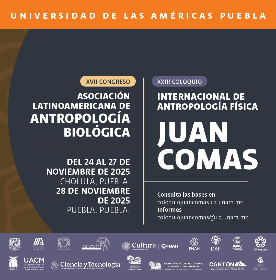 cinvestav's tweet image. 🚨MAÑANA INICIAN🚨
El XXIII Coloquio Internacional de Antropología Física “Juan Comas” y el XVII Congreso de la ALAB

Un espacio para compartir avances en #AntropologíaFísica, #BiologíaHumana y #Evolución.

📅 24 al 28 nov
📍 Cholula, Puebla.
🔗 coloquiojuancomas.iia.unam.mx/inicio