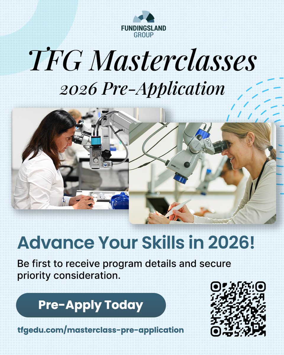 Ophthalmology Masterclasses (Retina, Glaucoma, Refractive, Cataract, Ocular Surface)

✨ 𝐏𝐫𝐞-𝐚𝐩𝐩𝐥𝐢𝐜𝐚𝐭𝐢𝐨𝐧 𝐢𝐬 𝐨𝐩𝐞𝐧!
Apply early for first access to 2026 details, priority consideration, and expert mentorship.

Apply here: tfgedu.com/masterclass-pr…