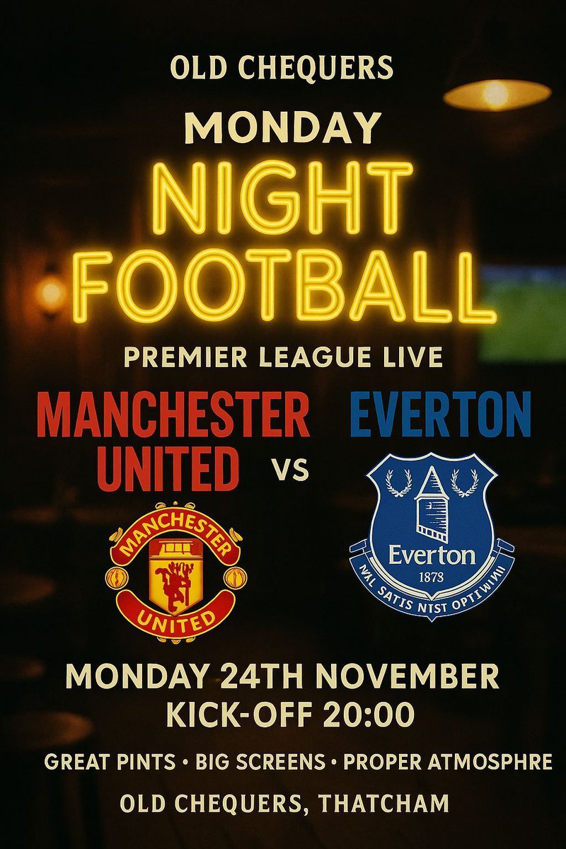 OldChequersPub's tweet image. #MUFC #EFC #MANEVE #EPL #PremierLeague #LocalPub #OldChequers #OldChequersThatcham #LiveFootball #MNF #MondayNightFootball  #GreatBeer #BigScreens  #ProperAtmosphere