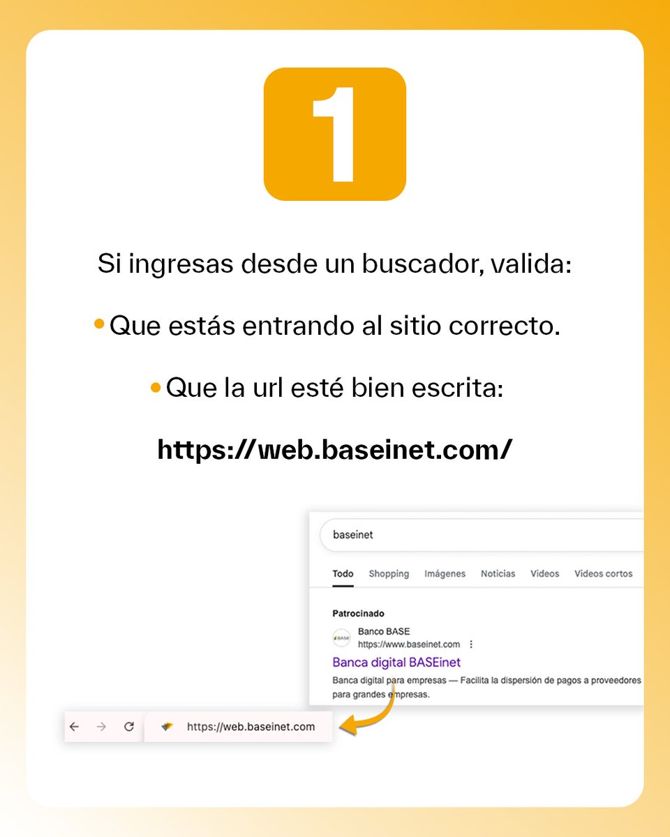 BANCO_BASE's tweet image. 🔍 Si entras desde un buscador, asegúrate de que la dirección sea la correcta:
👉 web.baseinet.com
Debe comenzar con https://