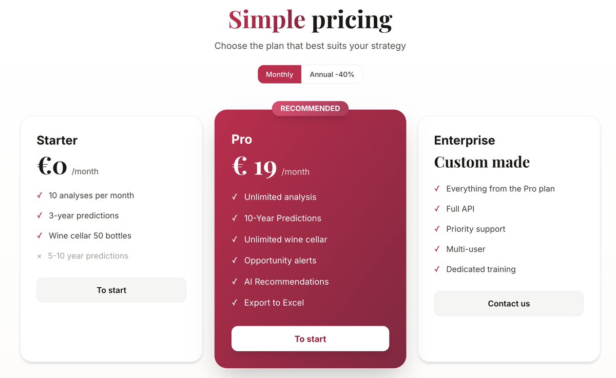 Tobby_scraper's tweet image. Day 7 #buildinpublic last day !

Last run ! I connected my Stripe, created all the plans and I&apos;m finalizing UX for pricing cards. 

What are your thoughts on what I did so far ?