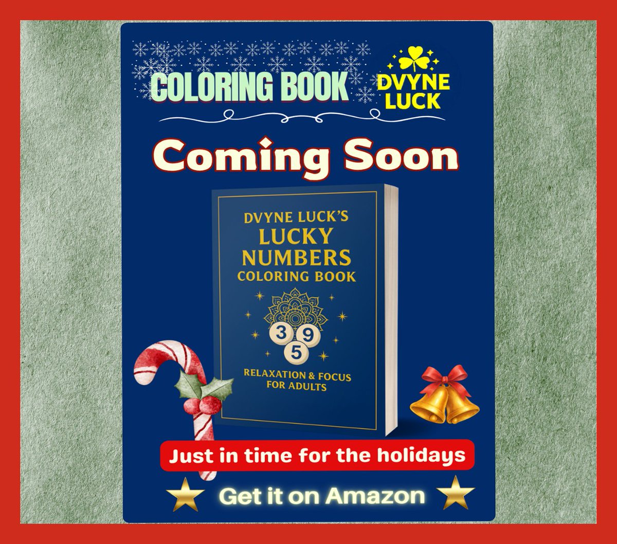 dvyne_luck's tweet image. Coming Soon… ✨
 D.Vyne Luck’s Lucky Numbers Coloring Book 🎨
64 designs for relaxation, focus &amp;amp; a little extra luck energy 🍀
Holiday gift for pattern lovers + colorists.
⭐ Drops soon on Amazon - Follow for previews! #DVyneLuck #ColoringBook #AdultColoring