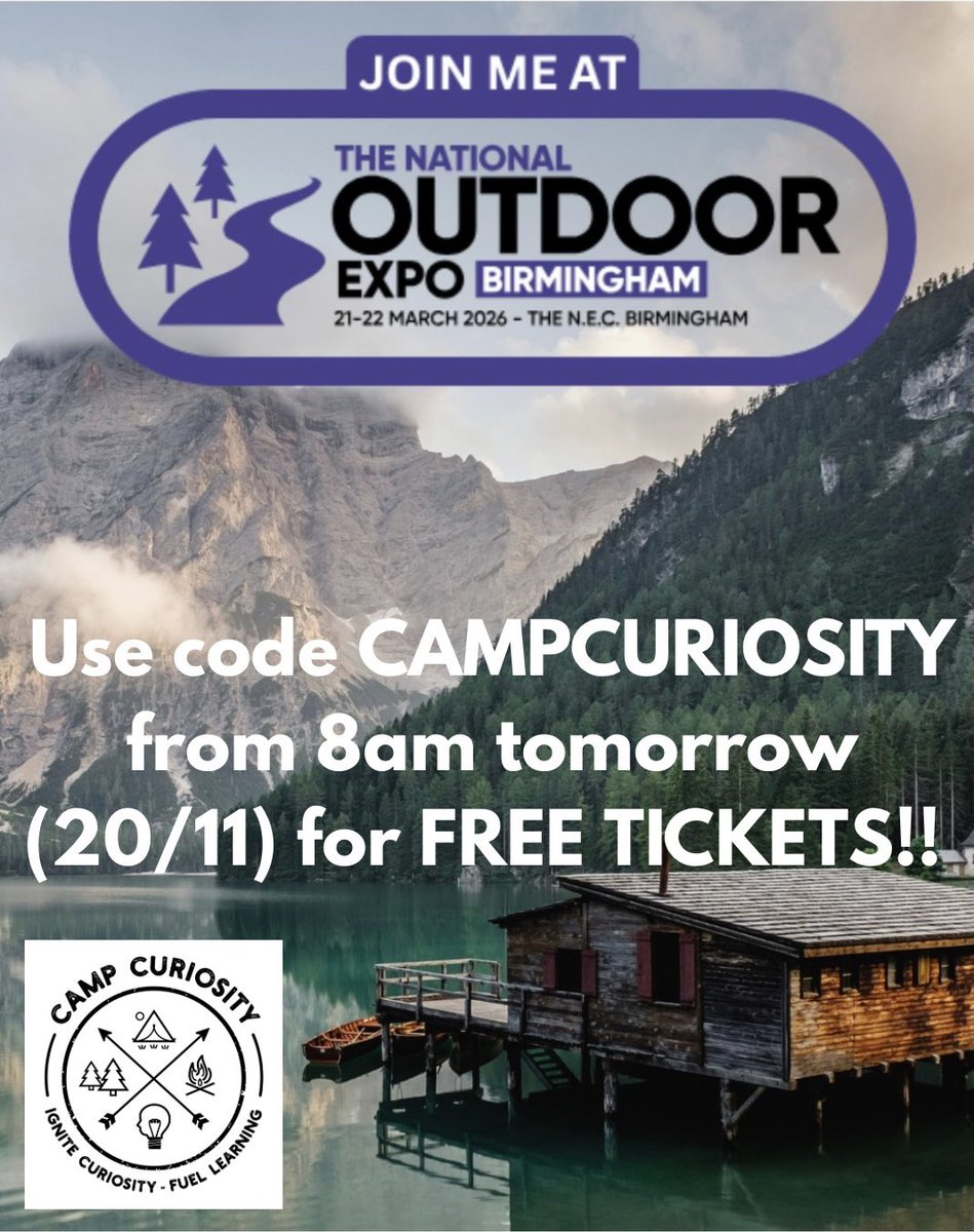 Use code CAMPCURIOSITY for FREE TICKETS to the <a href="/natoutdoorexpo/">The National Outdoor Expo</a> from 8am tomorrow morning when they go on sale. You’re welcome x