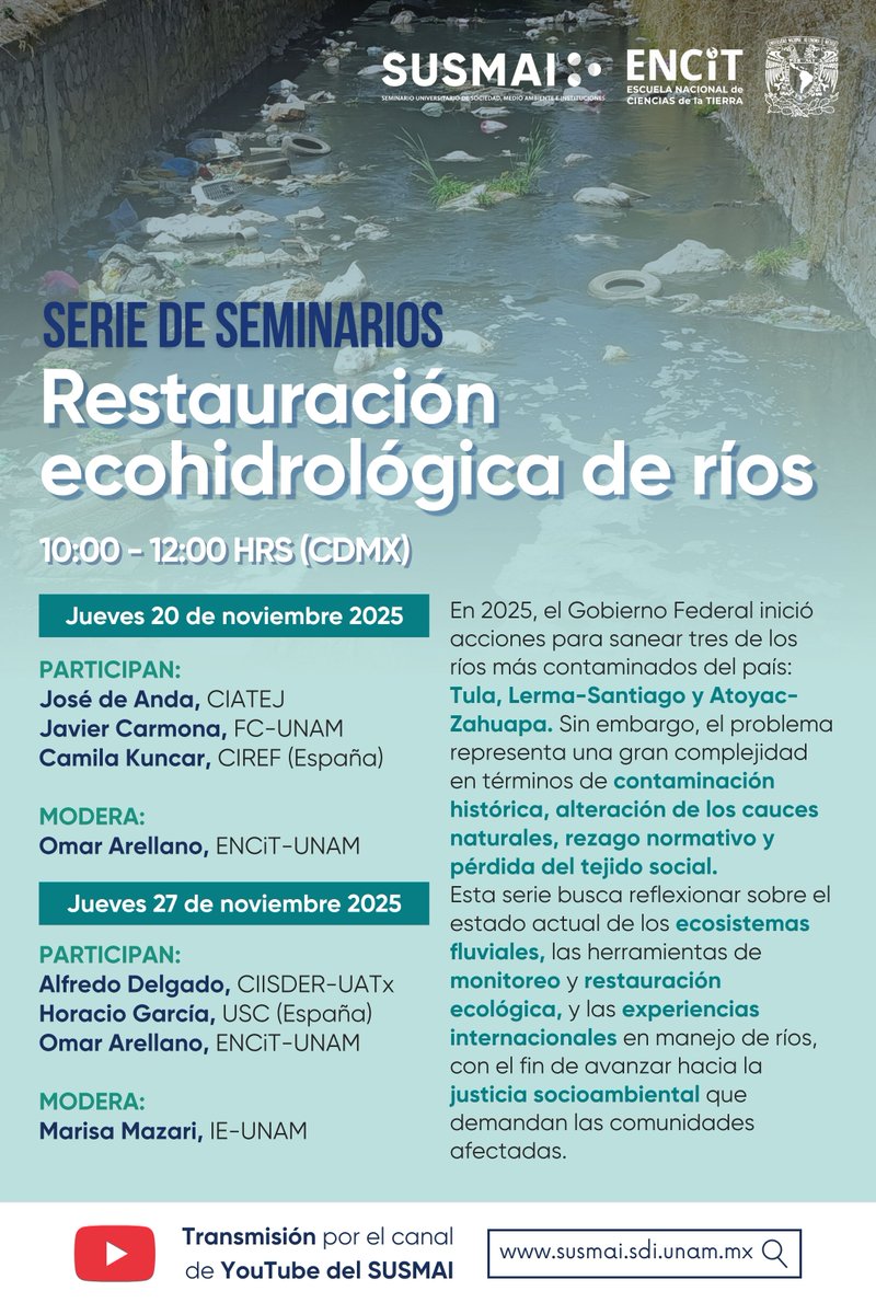 📣 ¡Nos vemos mañana!
Este jueves iniciamos la primera sesión de esta serie de seminarios, organizada en colaboración con la ENCiT-UNAM.
👇 ¡No te lo pierdas! youtube.com/live/IR0qg2kxu…
