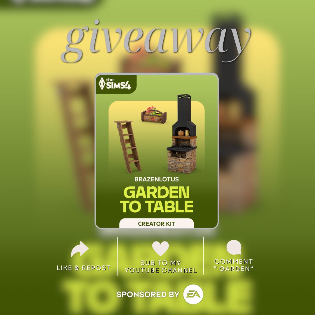 create4sims's tweet image. Thanks to the #EACreatorNetwork  I&apos;m giving away one code for The Sims 4 Garden to Table Kit (pc/console)  #EAPartner
Rules:
🪴follow me @create4sims
🪴like, repost, comment &quot;garden&quot; + platform you play on 
🪴sub to my YT channel
Winner announcement 2nd DEC, 8PM CET! Good luck!